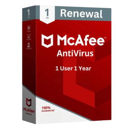 Renew McAfee Antivirus 1 User 1 Year